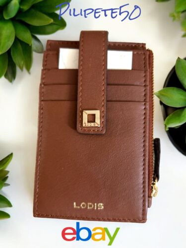 Lodis Wallet  Brown Julia Card Case RFID Protection Genuine Textured Leather