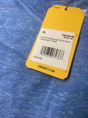 Carhartt Blue XL Men's Loose Fit Heavyweight Short-Sleeve Logo Graphic T-Shirt