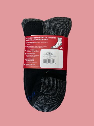 MediPeds Adult Men &Women NanoGLIDE~Quarter Cushion Casual Socks~2 Pair~Made USA