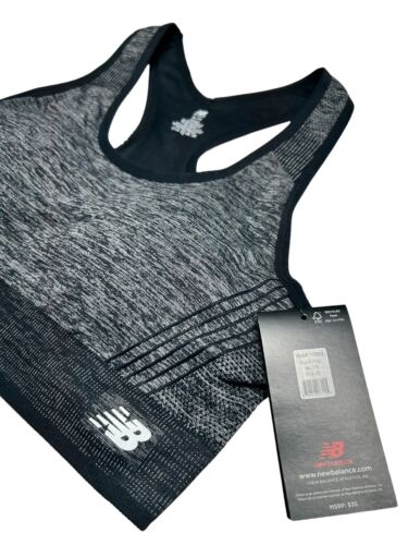 New Balance Medium Impact Sports Bra Style # 112002 BLACK/CHARCOAL Size XL~GREAT