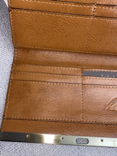 Patricia Nash Cauchy Tooled Genuine Leather Framed RFID Wallet Cognac NWT $119