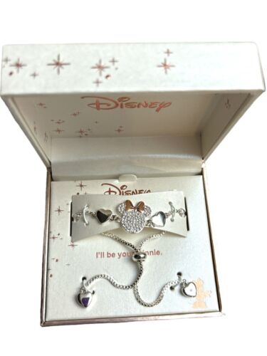 Disney "I'll Be Your Minnie"  Mouse Hearts Bracelet Fine Silver Plated~NIB
