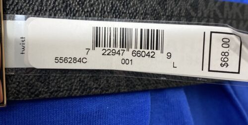 MICHAEL KORS BELT REVERSIBLE BLACK PRINTED MINI LOGO TO BLACK MK SILVER BUCKLE