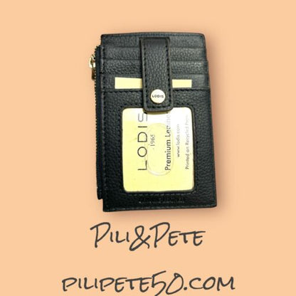 Lodis Wallet  Black Monica Mini Stacker RFID Protection Genuine Leather- UNIQUE!