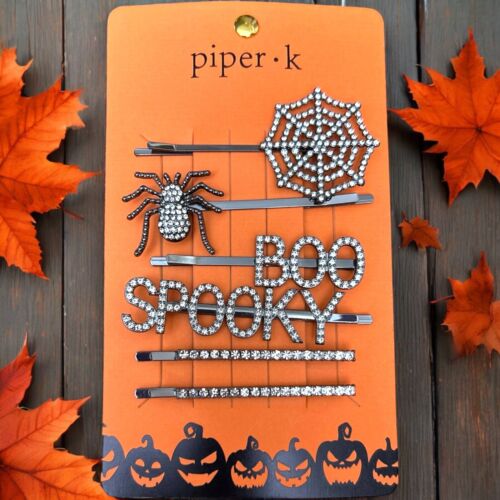 Piper K  Halloween Hair Accessories Boo, Spooky, Spider & Spider Web~Rhinestones