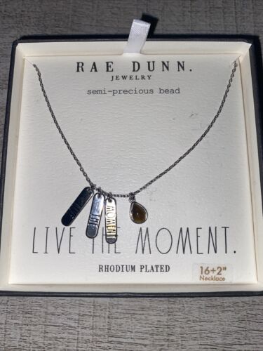 Rae Dunn 18” Rhodium Plated LIVE THE MOMENT. Necklace BNIB~ CLASSY & UNIQUE!￼