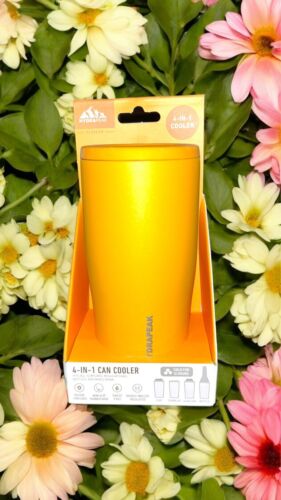HydraPeak~4 In 1 Can Cooler~ Non Slip Rubber Base~Tangerine ~GREAT PURCHASE!