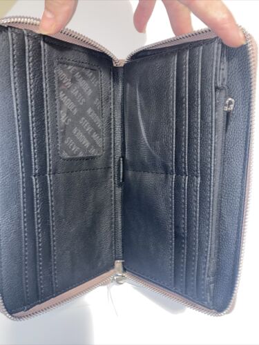STEVE MADDEN WALLET WRISTLET MAUVE SMOOTH TEXTURED SILVER ZIPPER