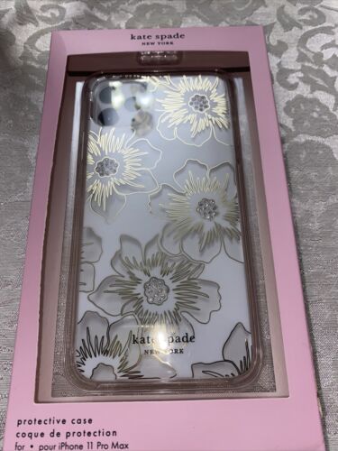 Kate Spade Phone Case for iPhone 11 Pro Max Reverse Hollyhock Floral W/Gemstones