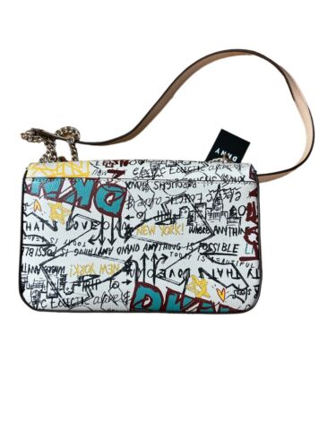 DKNY Women’s CLEO FLAP BAG  XBODY PURSE Multicolor~ GRAFFITI DESIGN~UNIQUE