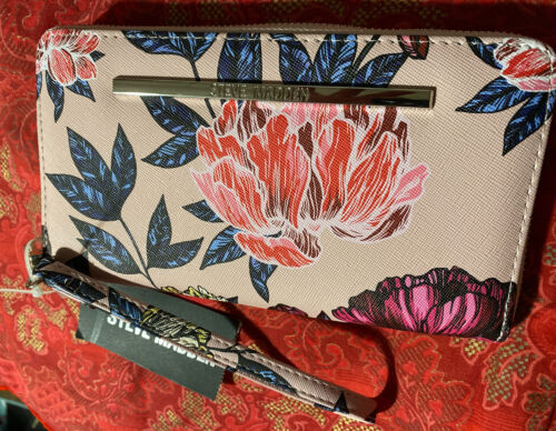 STEVE MADDEN WALLET WRISTLET FLORAL BLUSH MULTI ORGANIZER