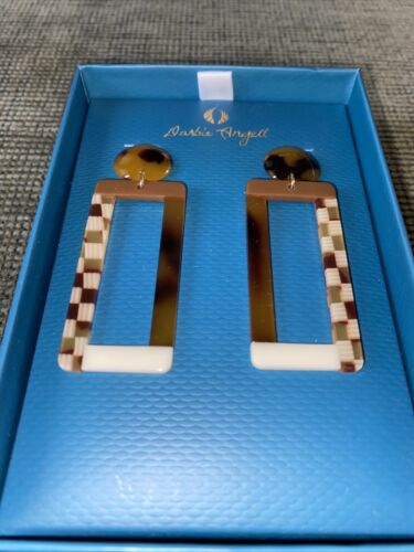DARBIE ANGELL Rectangular￼ Hoops -Mother Of Pearl Fashion Designer NIB ~ UNIQUE