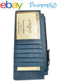 Lodis Blue RFID Protection Card Case Window ID  Leather Wallet GREAT QUALITY!!