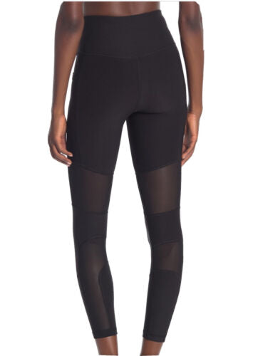 X by Gottex Stella Tech Pocket Mesh Panel Leggings Ankle Black NEW