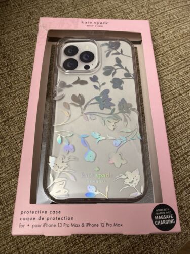 Kate Spade Phone Case For iPhone 12 & 13 PRO MAX Silver foil Floral Catch Colors