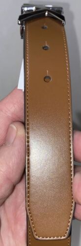 Michael Kors Belt Reversible Luggage/Mocha With Silver Mk Logo Buckle Beautiful