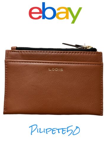LODIS Coin Purse Bifold Card Wallet COGNAC Genuine Leather-ABSOLUTELY BEAUTIFUL!