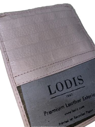 Lodis Blush Pink RFID Protection Card Case Window ID Genuine Leather Wallet