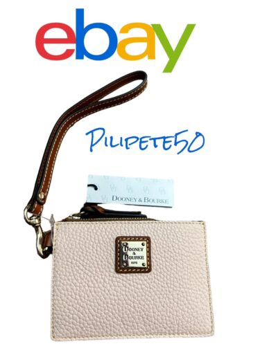 Dooney & Bourke Pebble Grain Leather Wristlet~Top Zip Card Case~Pale Pink-UNIQUE