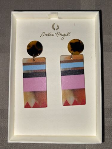 DARBIE ANGELL Rectangular￼ Hoops ~Multicolor~ Fashion Designer NIB ~ UNIQUE
