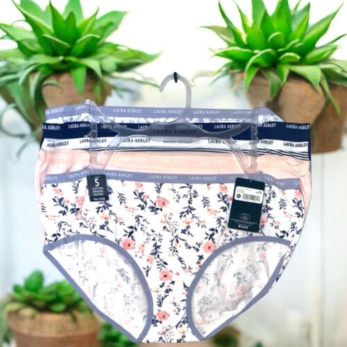 LAURA ASHLEY Intimates Cotton-Spandex Brief Panties~Size XL~5 pair Style LS9540