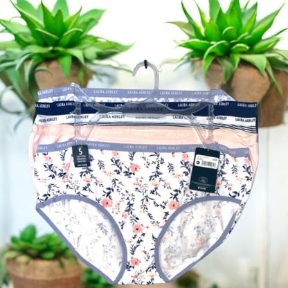 LAURA ASHLEY Intimates Cotton-Spandex Brief Panties~Size XL~5 pair Style LS9540