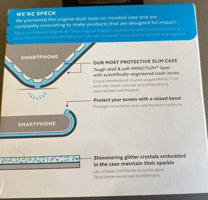 Speck Presidio Phone Case Grip+Glitter  for iPhone X/XS - Pink Drop Tested 10 Ft