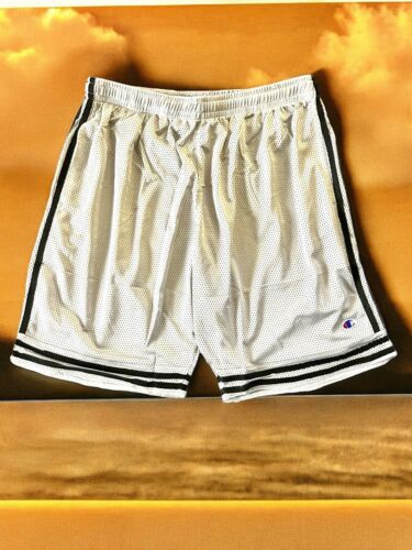 Champion Basketball Shorts Mens~L Gray Mesh~Black Stripes~ Gym NEW