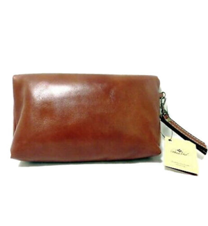 Patricia Nash Valerie Tan Solid Leather Fold Over Clutch Wristlet $79 NEW