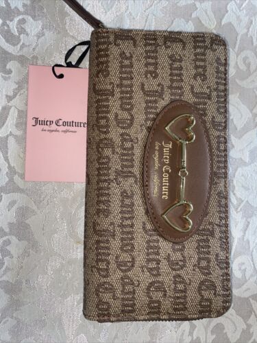 Juicy Couture Gothic Status Brown Logo Wallet  Card Organizer Heat Accent CUTE!