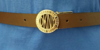 DKNY BELT REVERSIBLE BLACK DKNY LOGO TO SMOOTH BROWN SILVER BUCKLE "TAKE A LOOK"