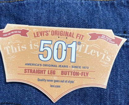 Levi's 501 Men’s Button fly Original Stretch Denim Blue Jeans 44W X 32 L