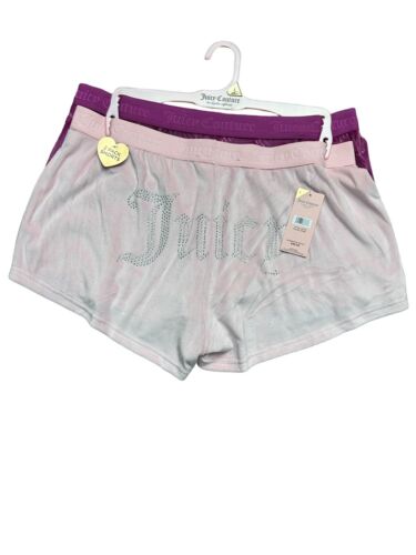 JUICY COUTURE Sleepwear, 2 Pair Velour Shorts, Size L~ Style JC1751~REAR FIND!