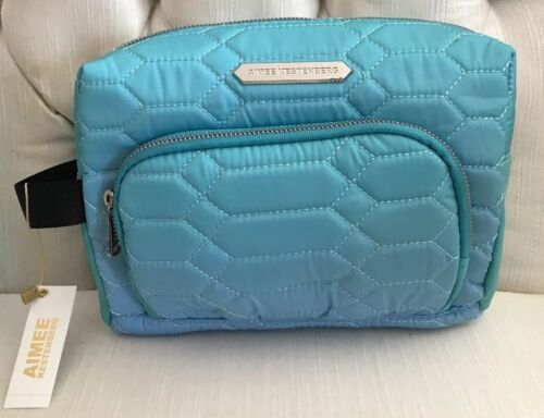 AIMEE KESTENBERG LARGE ISABELA BLUE OMBRE DIAMOND QUILTED T00145 COSMETIC BAG