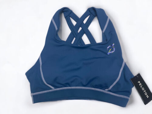 Peloton Move Mission Strappy Criss-Cross Back Sports Bra Blue Sz MEDIUM~NWT