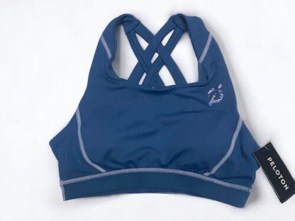 Peloton Move Mission Strappy Criss-Cross Back Sports Bra Blue Sz MEDIUM~NWT