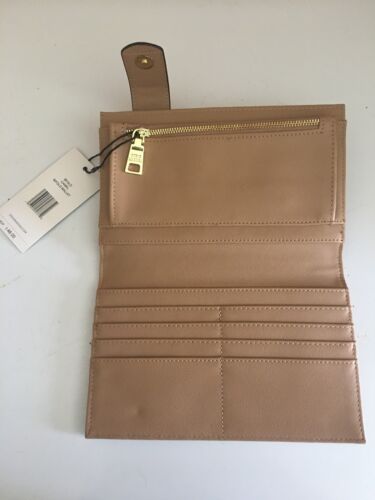 STEVE MADDEN Bifold WALLET, CLUTCH Camel STAMPED Gold Hardware NEW