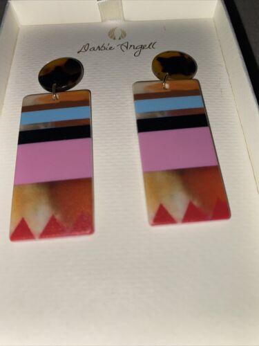 DARBIE ANGELL Rectangular￼ Hoops ~Multicolor~ Fashion Designer NIB ~ UNIQUE