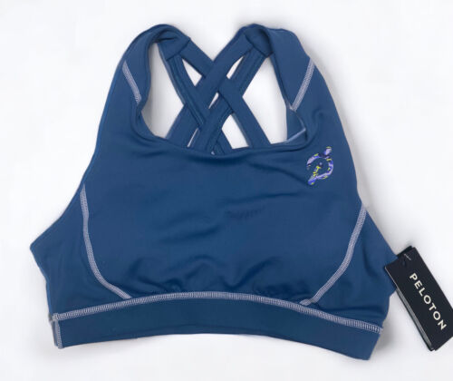 Peloton Move Mission Strappy Criss-Cross Back Sports Bra Blue Sz MEDIUM~NWT