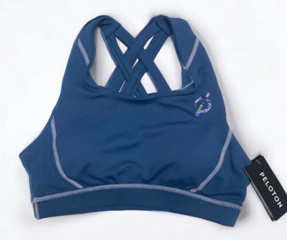 Peloton Move Mission Strappy Criss-Cross Back Sports Bra Blue Sz MEDIUM~NWT