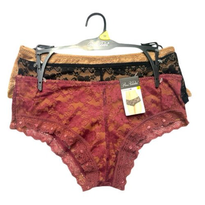 PRIMA VALENTINA~3Pk  Lace Boy Short Panties Multico~ALL REGULAR SIZES~Great Fit!