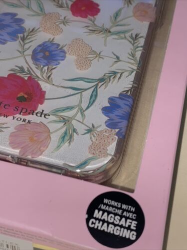 Kate Spade Blue, Yellow, Dark Rose Flowers &Foliage iPhone 13 Pro Max 6.7 Screen