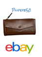 LODIS Long Slim Bifold Wallet Cognac Brown Leather  4''x 7.5'' Card Case~UNIQUE