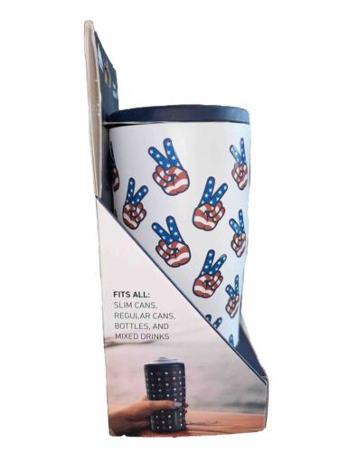 HydraPeak~4 In 1 Can Cooler~Non Slip Rubber Base~USA HANDS FLAG ~GREAT PURCHASE!