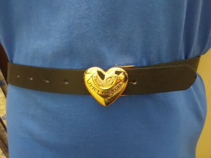 JUICY COUTURE BELT REVERSIBLE BLACK TO TAN WITH GOLD HEART BUCKLE BEAUTIFUL!!