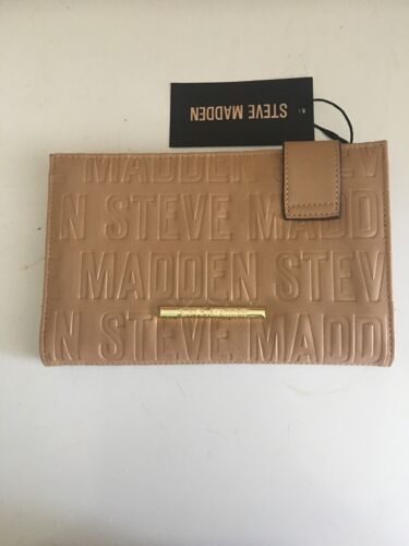 STEVE MADDEN Bifold WALLET, CLUTCH Camel STAMPED Gold Hardware NEW