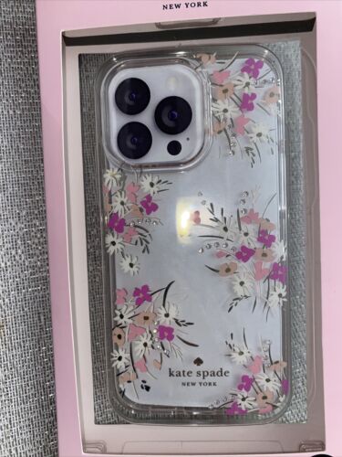 Kate Spade Phone Case 13 Pro Floral Metallic Rhinestones￼ iPhone NIB BEAUTIFUL!