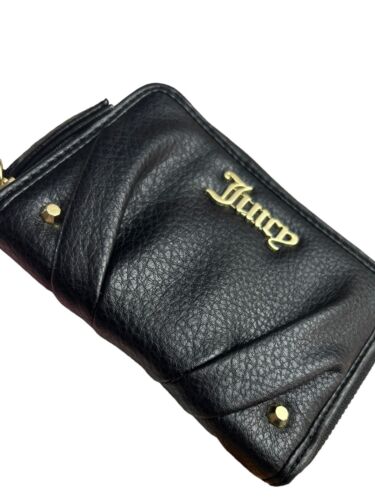 JUICY COUTURE BLACK PLEATS PLEASE SMALL Z/A WALLET-GOLD LOGO & STUDS -UNIQUE!!