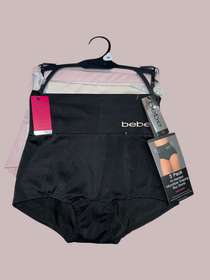 bebe Women’s 3 Pack~Light Control~Microfiber Shaping Briefs BoyShort~High Waist