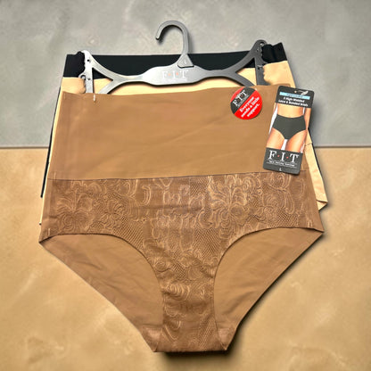 F.I.T. Panties - 3-Piece Floral Set - High-Waisted Lace & Bonded Briefs